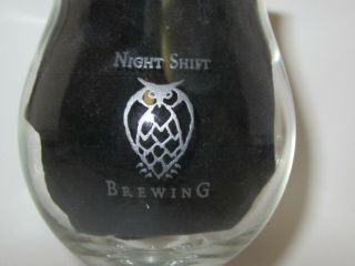 Night Shift Brewing Tulip Beer Glass - White Owl Logo -