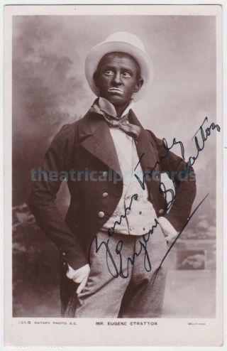 Music Hall Entertainer Eugene Stratton In Costume.  Signed Postcard