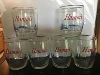 Set Of 6 Vintage Hamms Advertising Beer Glass.  3 1/8 " Tall Tasters Glasses