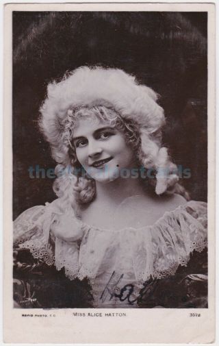 Stage Actress Alice Hatton In Costume.  Signed Postcard