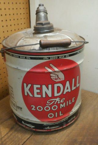 L4220 - Vintage Kendall Oil Can 5 Us Gallons