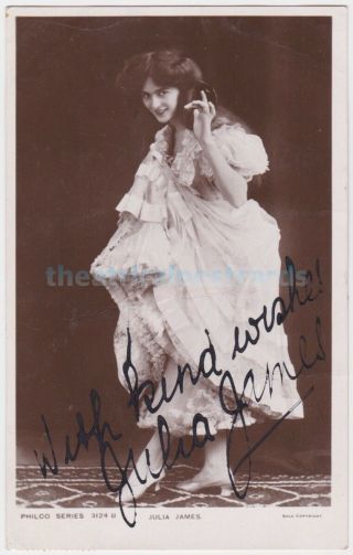 Stage Actress Julia James In Costume.  Signed Postcard