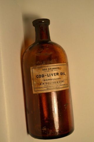 Vintage Pre 1900 Bottle E.  R.  Squibb Cod - Liver Oil