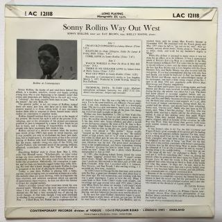 SONNY ROLLINS Way Out West Vogue Contemporary UK 1957 Ex,  Jazz LP 3