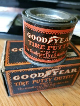 Rare Vintage 1930s Good Year Tire Putty Tin With Lid Goodyear Tire & Rubber Co
