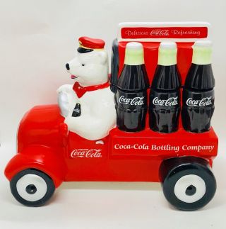 Vintage Coca Cola Polar Bear Delivery Truck Cookie Jar Limited Edition