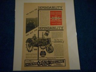 1936 Minneapolis Moline Tractors Advertisement: Model Universal J,  Twin City