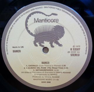 BANCO DEL MUTUO SOCCORSO SELF TITLED OG UK STEREO MANTICORE LP K53507 A3/B3 4