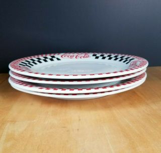 Gibson China Coca Cola Dinnerware 1996 Four (4) Dinner Plates Red White Black