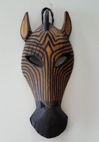 Zebra Art Safari Handmade Wood Carved Tribal Halloween Unique Animal Mask Africa