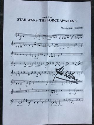 John Williams Hand Signed Autograph “star Wars” Signed Music Sheet