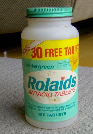 Rare Vintage 1970s Rolaids Antacid Tablets Bottle Retro Medicine Cabinet Product