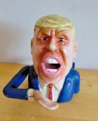 Donald Trump Mechanical Bank Coin To Mouth Make America Great Again Cast Iron