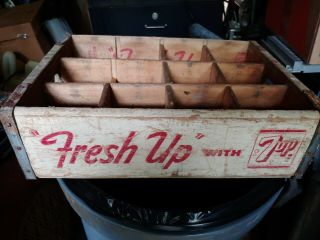 7 Up Vintage Wooden Soda Crate Wood Box - Seven Up Bottling Co.
