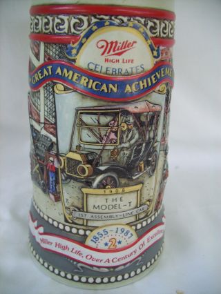 Miller High Life Beer Stein Great American Achievements 2 The Model - T 1908