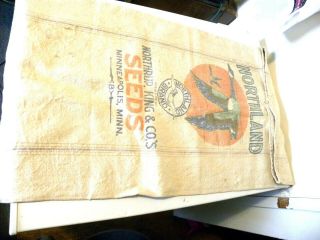Vintage Northland Seeds Northrup King & Co Cloth Sack Bag Bemis Seamless Bag