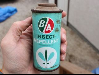 Vintage Ba British American Oil Inscect Repellent Tin Can Advertising Sign