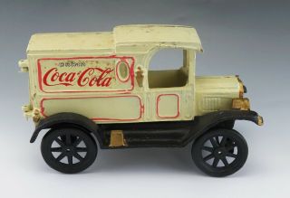 All Intact Vintage 1920s Cast Iron Coca Cola Delivery Truck With Rolling Wheels