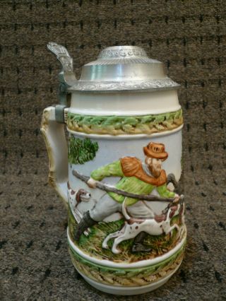 Vintage Majolica Germany Porcelain Beer Mug,  Sitzendorf With 1910 Mark
