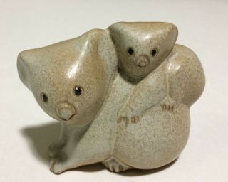 2 ½” X 3” Aussie Mud Pottery Koala Bear & Baby Statue Figurine