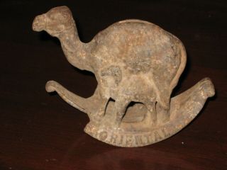 Ultra Rare Antique Cast Iron Oriental Mother & Baby Camel Penny Coin Bank