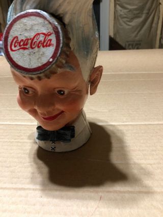 Cast Iron Coca - Cola “Sprite Boy” Soda Head Heavy Coin Bank 8