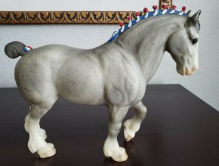 Breyer Molding Usa Horse Gray Shire Draft Horse Red White & Blue Bobbers
