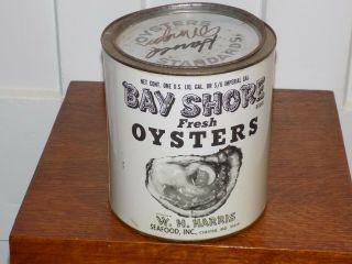 Bay Shore Fresh Oyster 1 Gallon Empty Tin Can