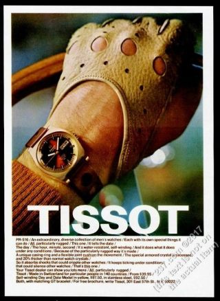 1970 Tissot Pr - 516 Watch Color Photo Vintage Print Ad