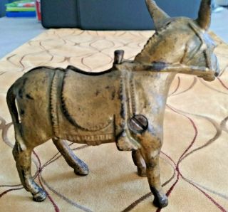Ac Williams Vintage 1910 - 1930 Cast Metal Still Piggy Bank Donkey Mule Horse