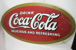 Vintage Drink Coca - Cola Sign Delicious and Refreshing 28 