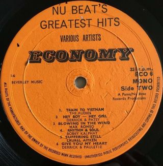 NU BEAT GREATEST HITS Rocksteady Ska Reggae PAMA ECO 6 1969 LP EX - /VG, 4