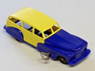 Vintage Triumph Woody Station Wagon Key Wind Up Plastic & Steel Toy Car