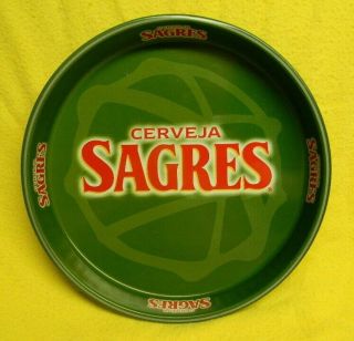 Rare Sagres Cerveja Beer Metal Tray Sign Vialonga Portugal