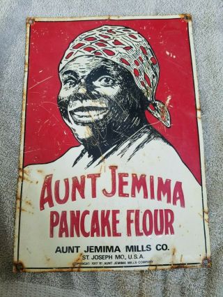 Aunt Jemima Pancake Flour Embossed Sign Black Americana Food Old General Store