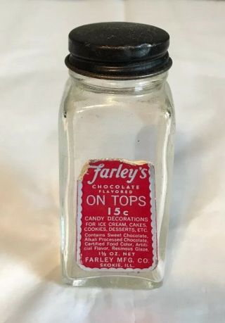 Vintage Farley’s On Top Glass Jar W/rawleigh’s Metal Lid