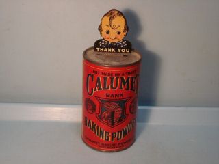 " Calumet Bank " Tin Bank 3 13/16 " Calumet Baking Powder Co.  1920 