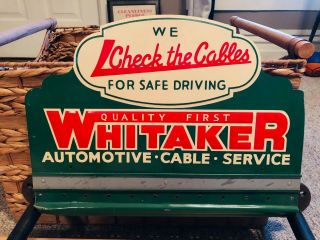 Vintage Whitaker Auto Cable Tin Sign Not Porcelain
