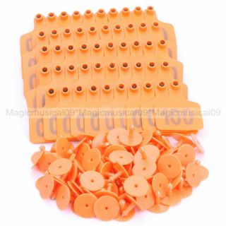 Cow Cattle Number Large Livestock Ear Tag With Orange Color Pack Of 100