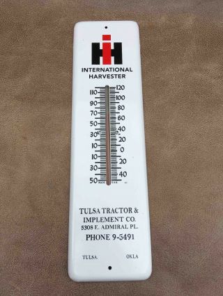 Old Tulsa Ok Tractor & Implement Co.  International Harvester Ih Ad Thermometer