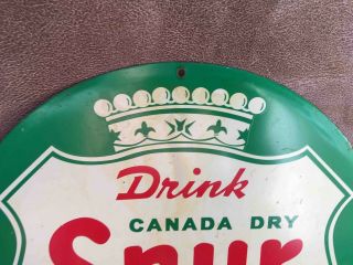 Old Drink Canada Dry Spur Cola Big 5¢ Bottle Domed Tin Advertising Soda Sign 3