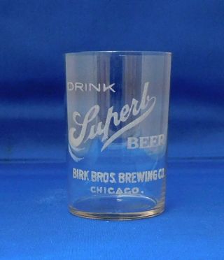 Pre Prohibition Beer Etched Glass Birk Bros Brewing Co Chicago Illinois
