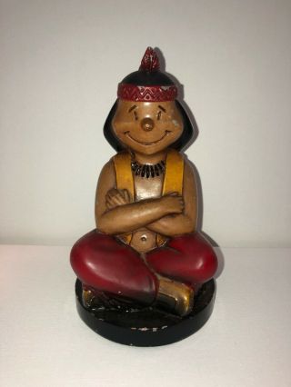 Vintage Antique Metal Coin Bank Little Chief Indian Gramatan Missing Key
