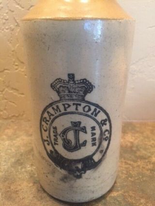 Antique Ginger Beer Stoneware Bottle J.  Crampton & Co Circa 1910 2