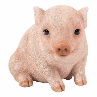 Realistic Look Statue Farm Baby Pig Piglet Home Decorative Resin Figurine