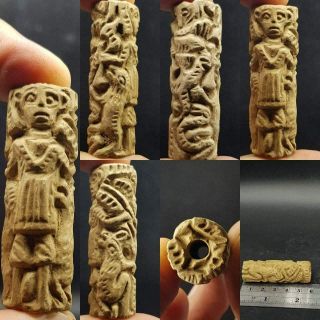 Very Old Rare Unique Carved Art Stone Bead 28