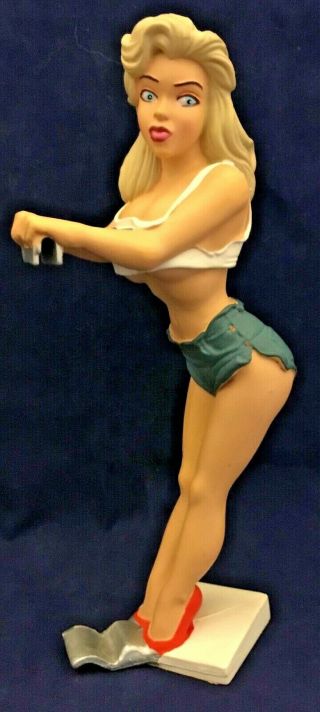 Vintage Bottoms Up R.  Demars Sexy Blonde Girl Pin - Up Soda Beer Can Holder Ganz