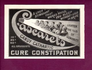 Antique Ad Medical Quack Medicine Cascarets Candy Cathartic cures Constipation 2