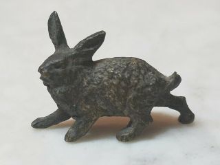 Vintage Miniature Solid Bronze Rabbit 1.  25 " Hare