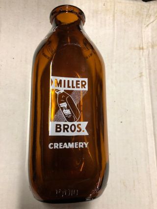Vintage Miller Brothers Creamery Dairy Milk Bottle Mount Clemens Michigan